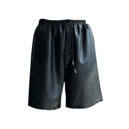 Order online custom-made black PU shorts custom-made elastic waist five-point shorts bright leather pants specialty store SKSP062 Order online custom-made black PU shorts custom-made elastic waist five-point shorts bright leather pants specialty store SKSP062
